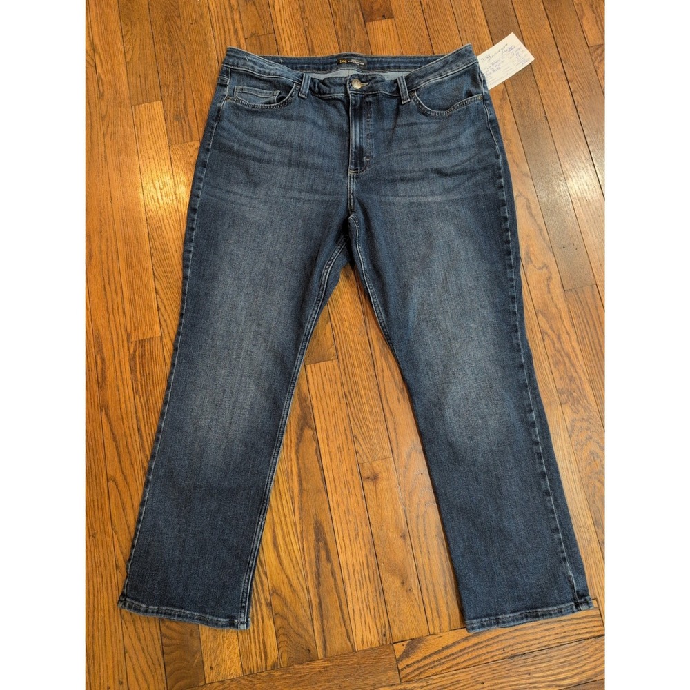 Lee Relaxed Fit Straight Leg Midrise Dark Wash Stretch‎ Jeans 18 SHORT Womens